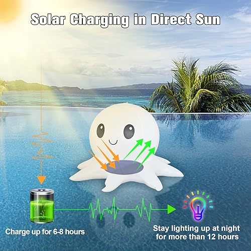 Miniatura 3 de Luces solares para piscina, luces inflables, control remoto, pulpo flotante para piscina, 16 colores WRGB, 4 modos, impermeable IP68, calidad