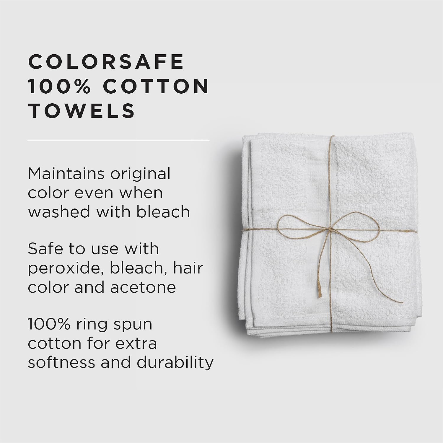 Fromm ColorSafe 100% Cotton Bleach Proof Salon Hair Towels for Hairstylists, Barbers, & Spa, 16" by 29", Absorbent Stain Resistant Towels for Drying All Hair Types, Color Safe Towels, White 6-Pack