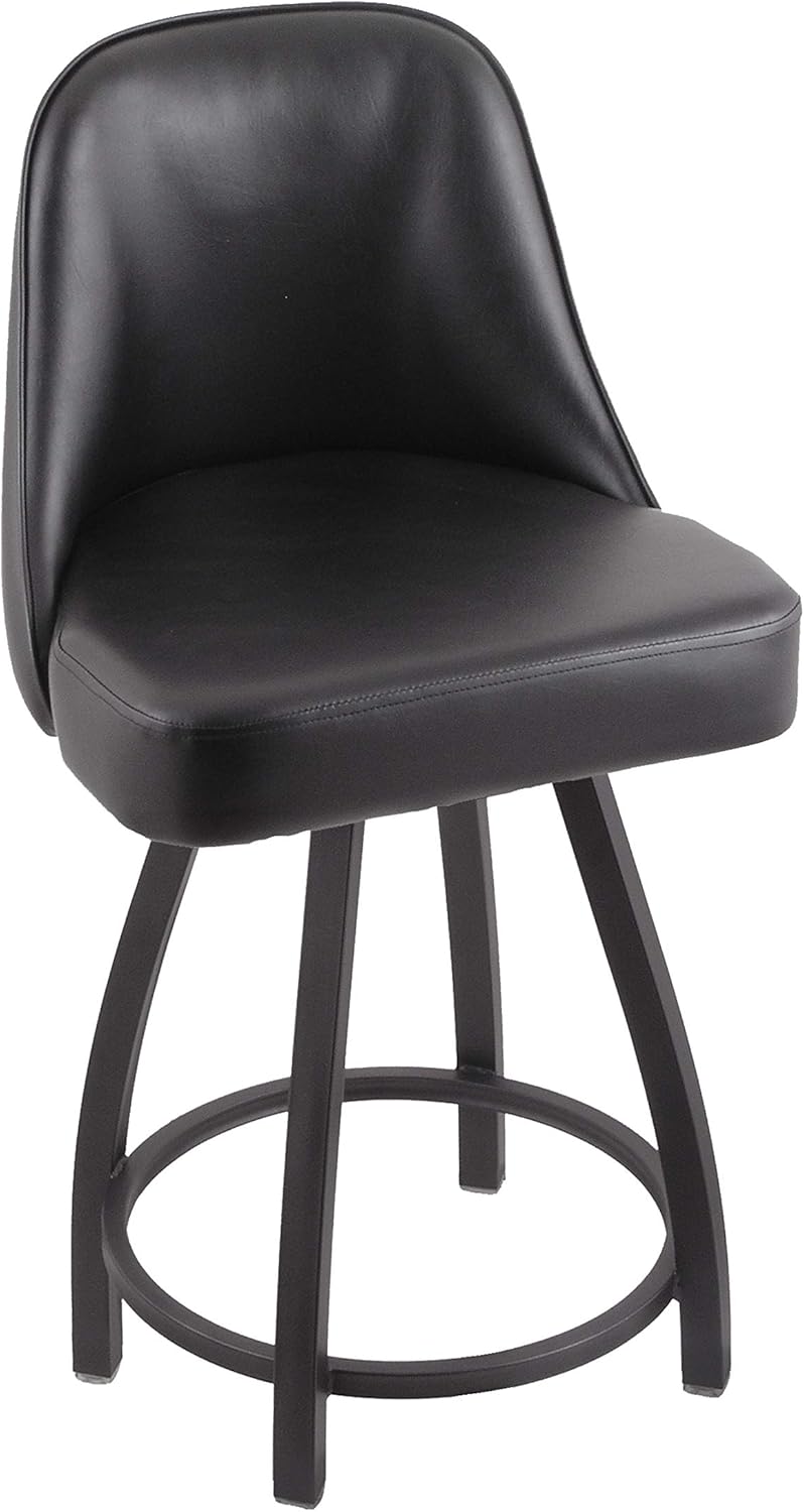 HBS 840 Grizzly 25" Swivel Counter Stool with Pewter Finish and Black Vinyl Seat