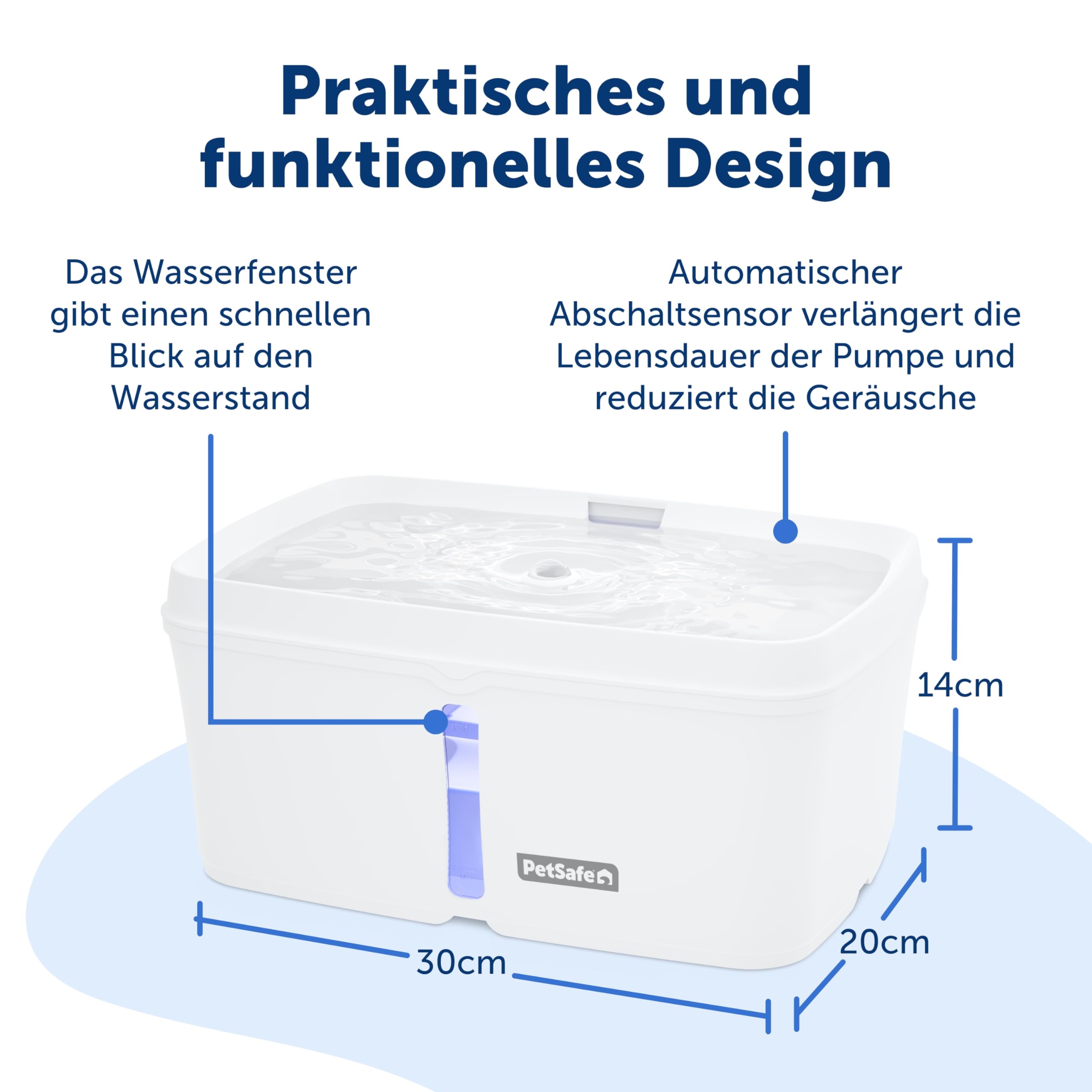 PetSafe Viva Trinkbrunnen für Katzen und kleine Hunde – 4,1 l/140oz, Trinkbrunnen für Katzen für den Innenbereich mit extrem leiser Pumpe, spülmaschinenfest, leichte Reinigung, Wasserfilter enthalten
