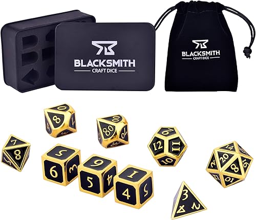 Juego de dados de metal D&D de 9 piezas, 2 D6s adicionales, caja de dados de metal y bolsa de dados de terciopelo juego de dados de metal DND D&D