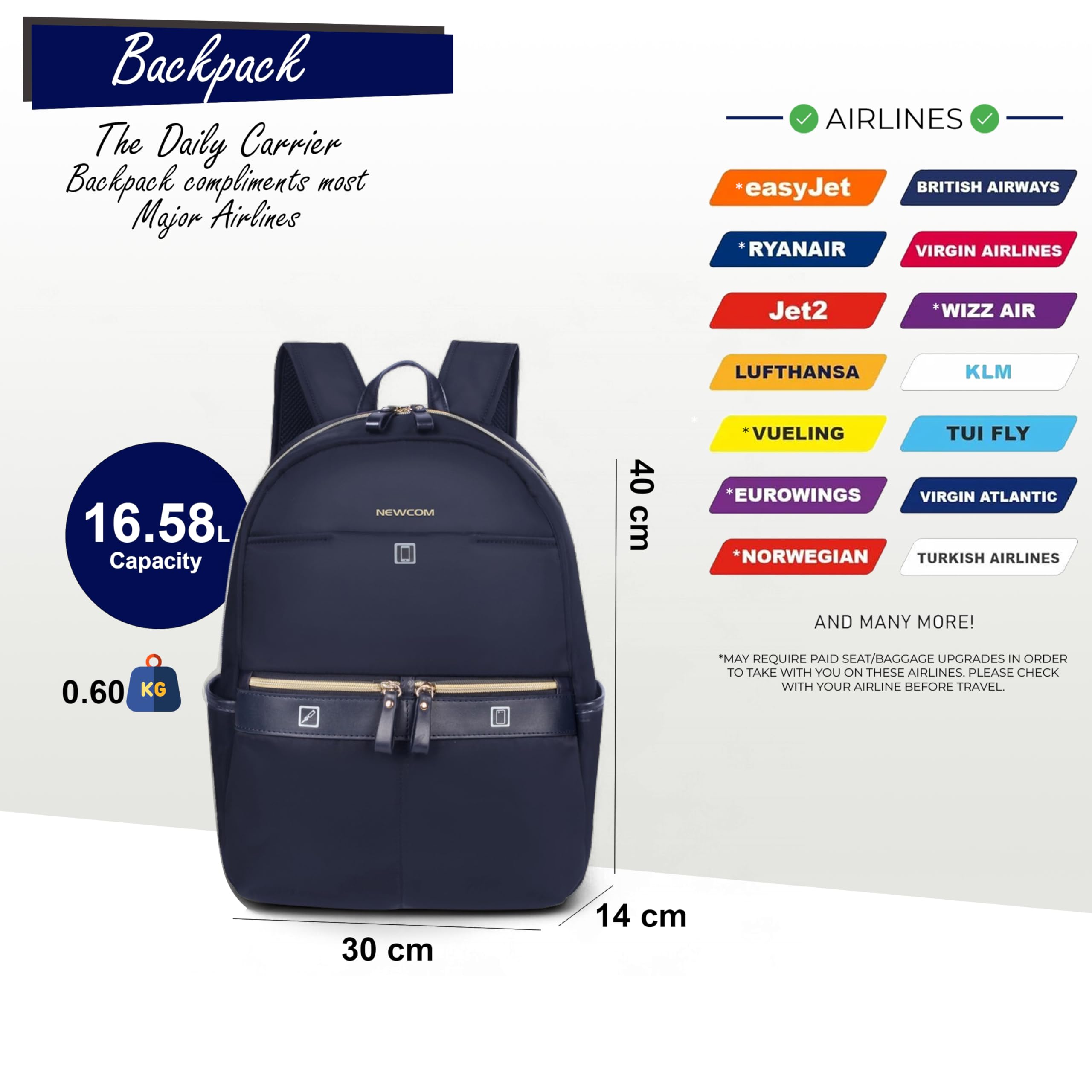Infinity Zaino da viaggio per laptop 15,6 pollici – Borsa da lavoro leggera e resistente all’acqua, zaino antifurto per uomini e donne, zaino sottile per computer e scuola