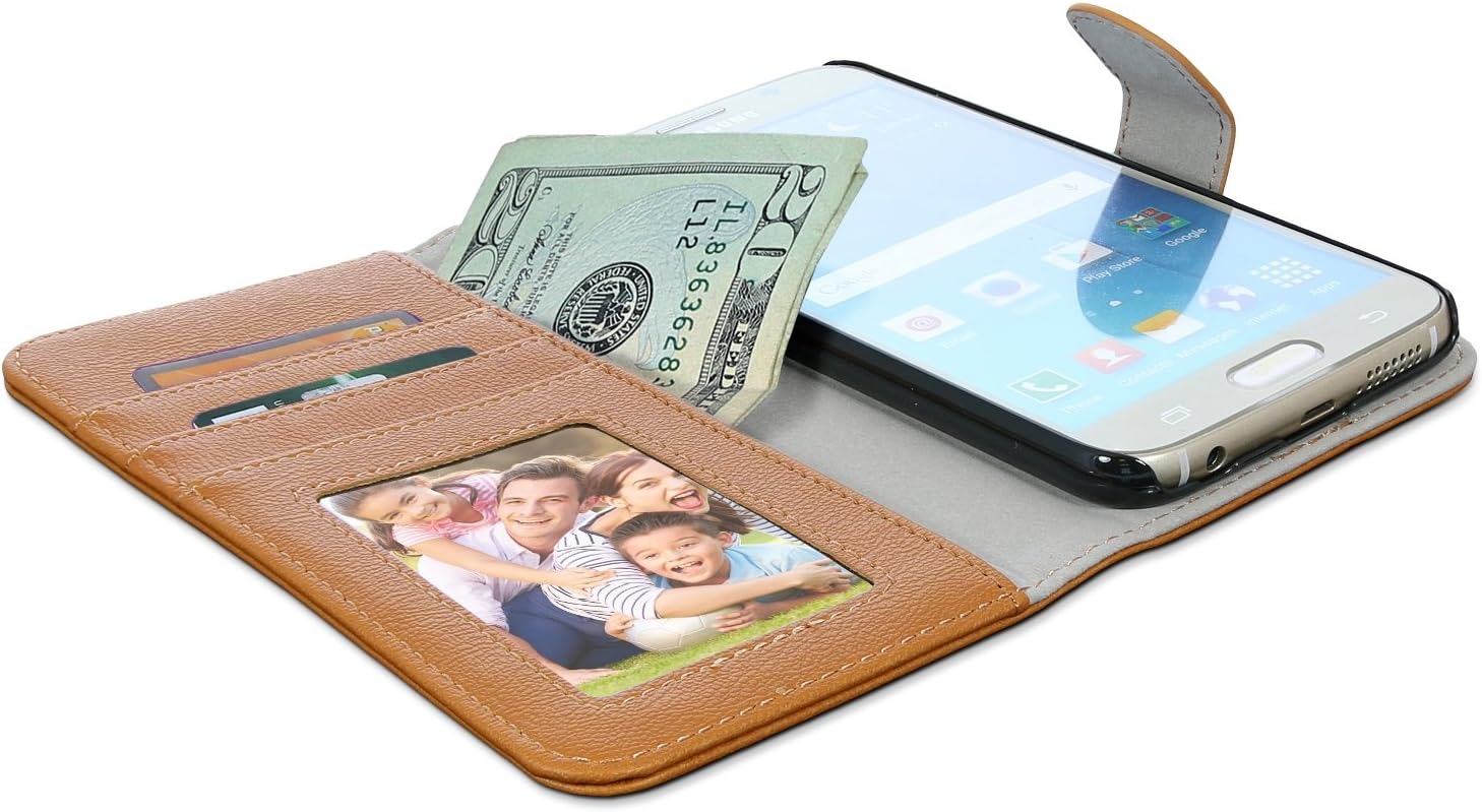 Galaxy S5 Case, BUDDIBOX [Wallet Case] Premium PU Leather Wallet Case with [Kickstand] Card Holder and ID Slot for Samsung Galaxy S5, (Brown)