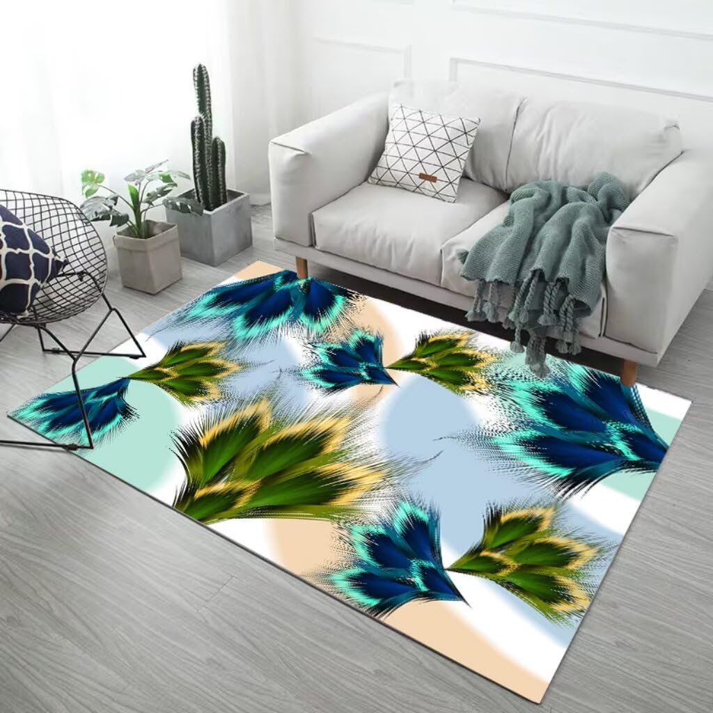 Tapis lavable et durable vert 300x400cm avec surface antidérapante pour salon