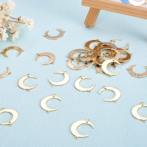 Miniatura 8 de Craftdady Colgantes de metal de oro de 18 quilates con diseño de luna creciente, colgantes, flores, corazón, sol, estrella, taza de café,