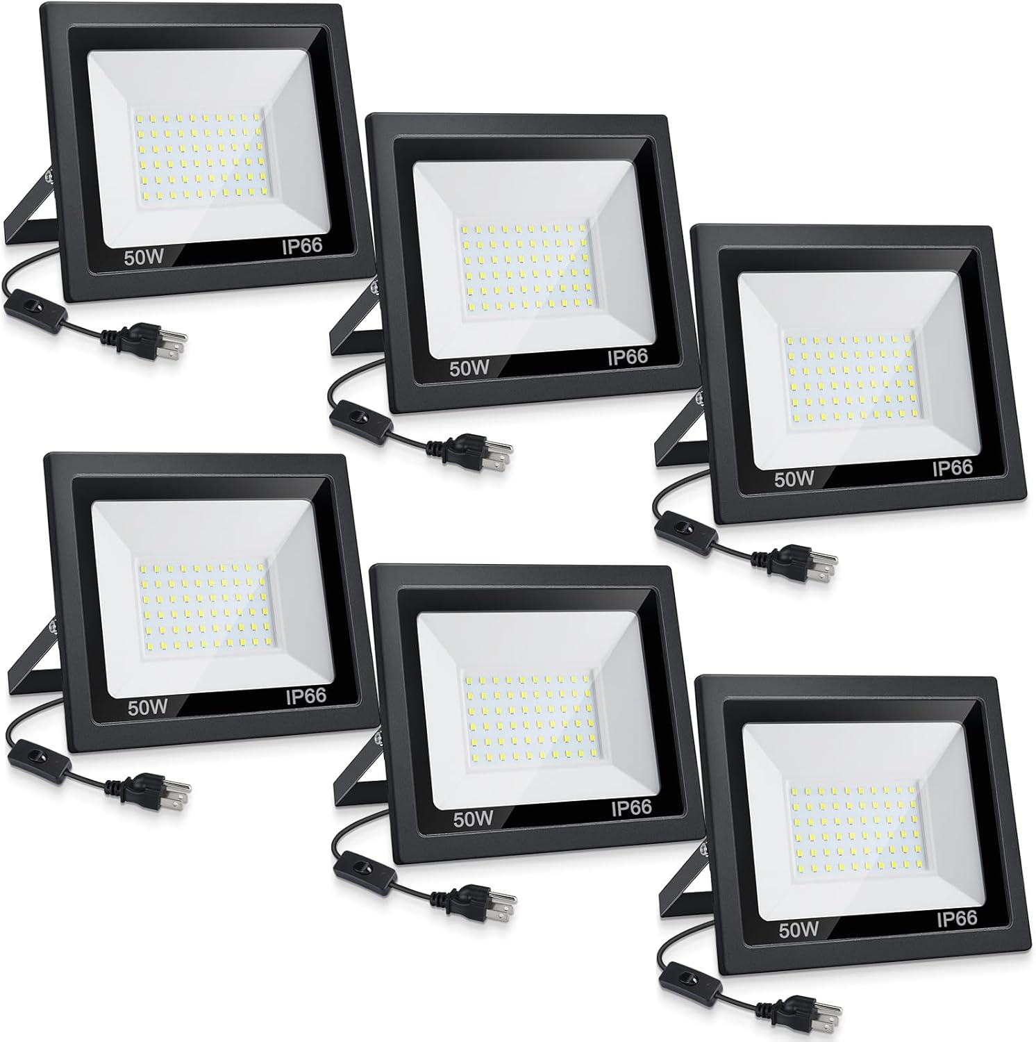 Copkim 6 Pcs 50W 5000LM LED Work Light LED Flood Light Outdoor Shop