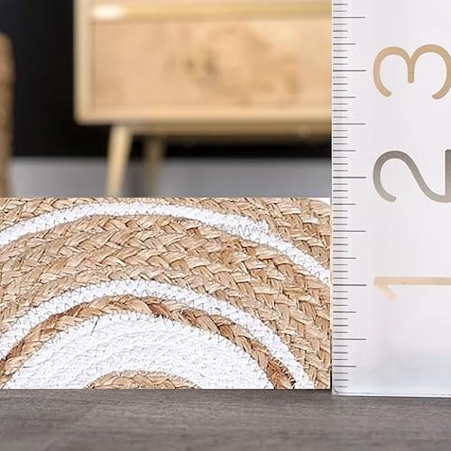 Miniatura 5 de Alfombra circular para exteriores, color blanco roto, alfombra de granja, alfombra grande de yute natural trenzado, macramé, tapete tejido de 4
