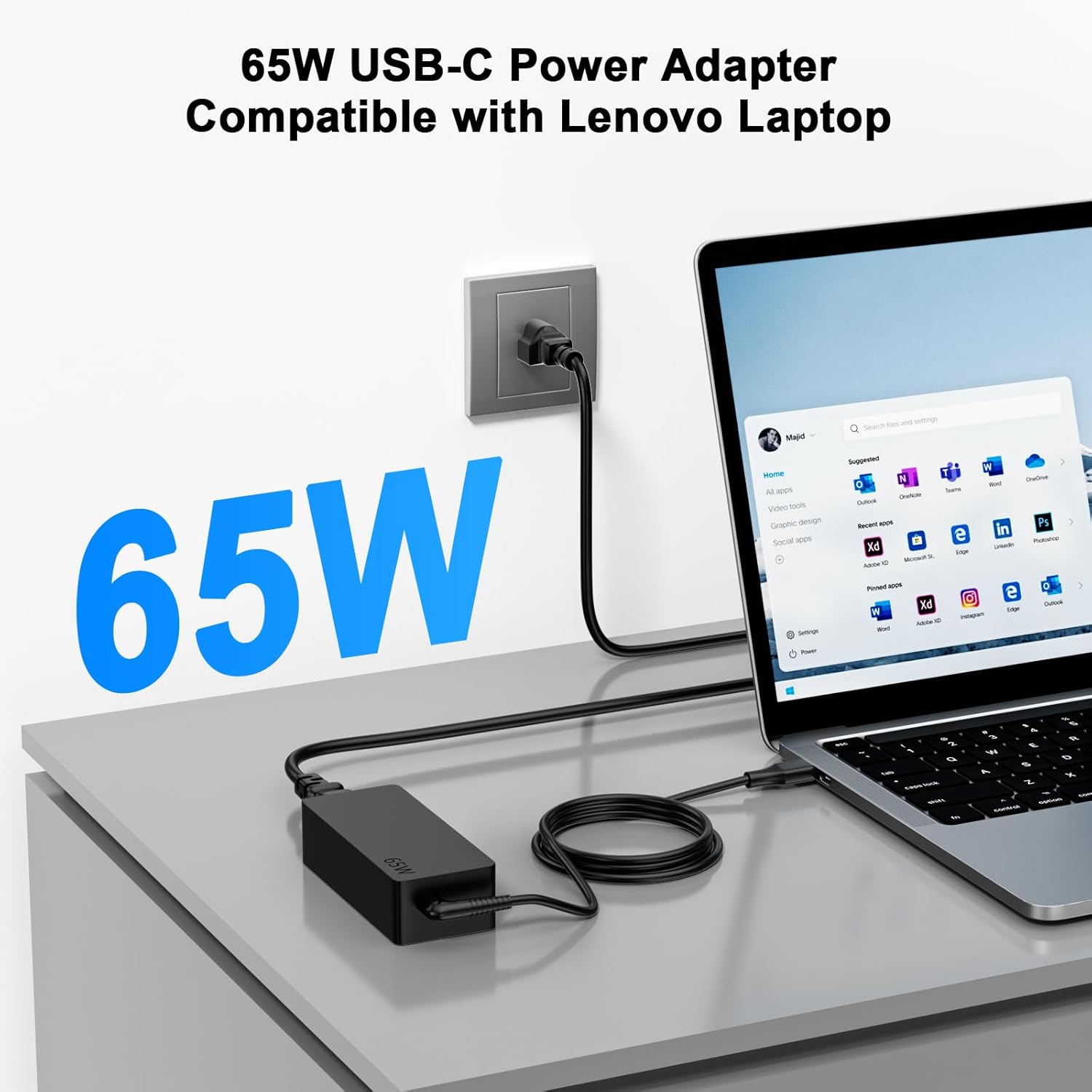 USB C Laptop Charger 65w 45w Compatible with Lenovo Thinkpad Charger E580 T480s T580s T490 E480 Chromebook C330 S330 100e 300e 500e Yoga S730 C930 C940 C740 Laptop Charger Power Adapter - Image 4