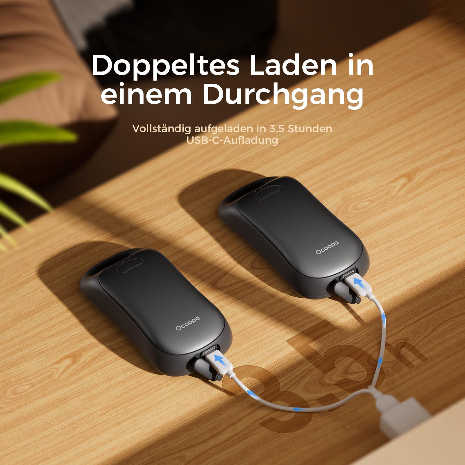 OCOOPA Magnetische Handwärmer wiederaufladbar, 2er-Pack, IP45 wasserfest, Ergonomischer elektrischer Handwärmer, 18 Stunden Wärme, tragbarer Taschenheizer, Geschenke für Outdoor, Golf, Camping Urban
