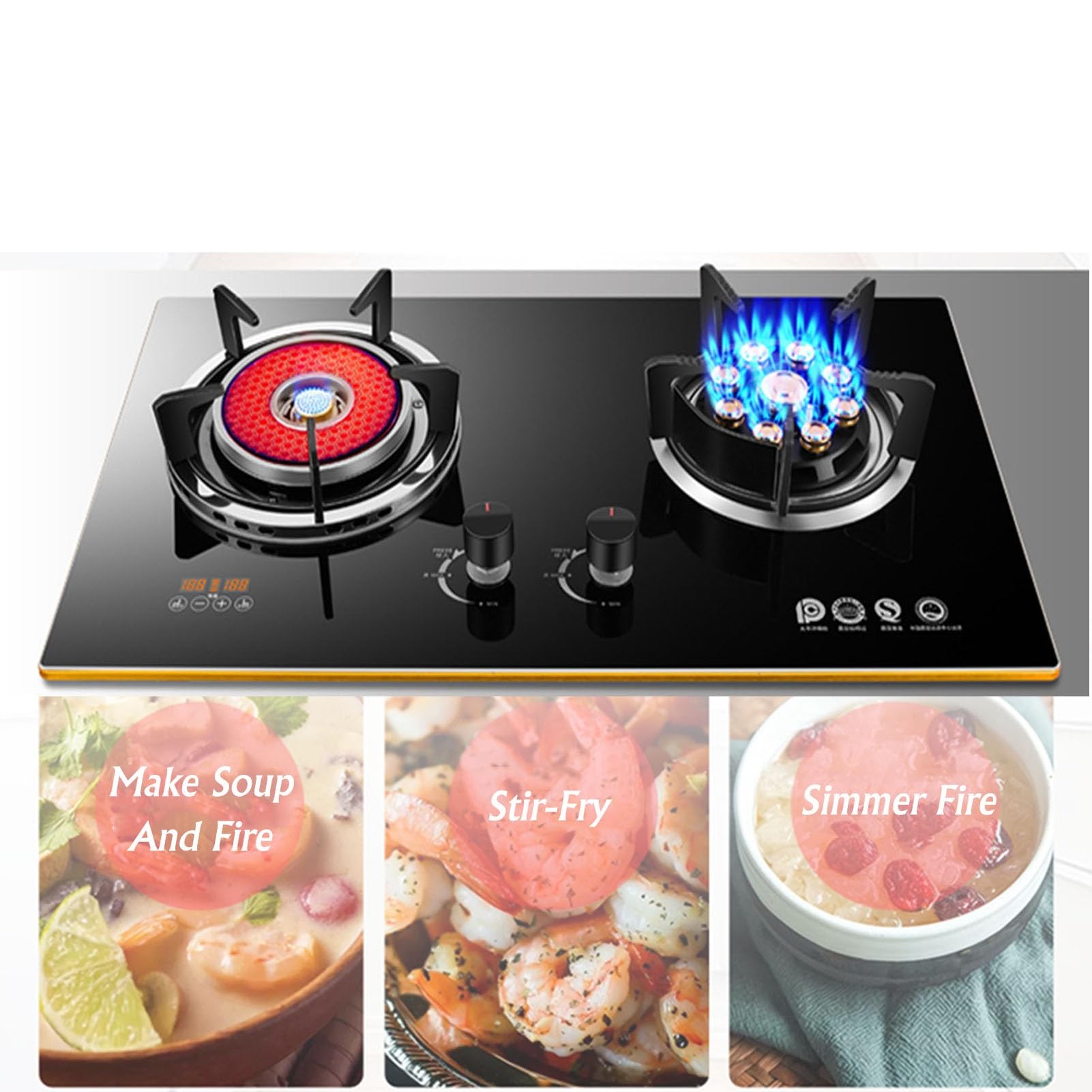 Cuisinière gaz 2 brûleurs inox 5,2 KW contre les débordements