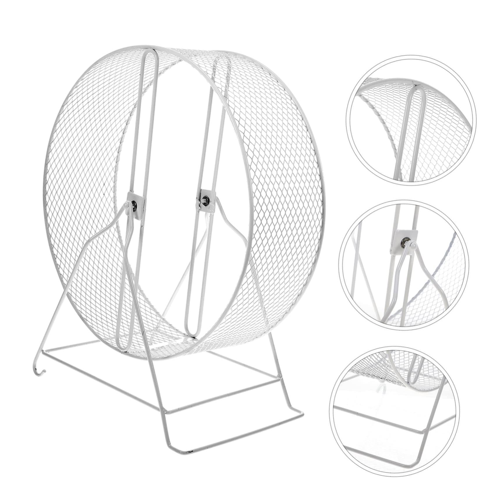 Angoily Roue de Hamster Silencieuse en Métal Blanc avec Fonctionnement Silencieux et Sécurité, Accessoire pour Petits Animaux comme Hérisson ou Chinchilla