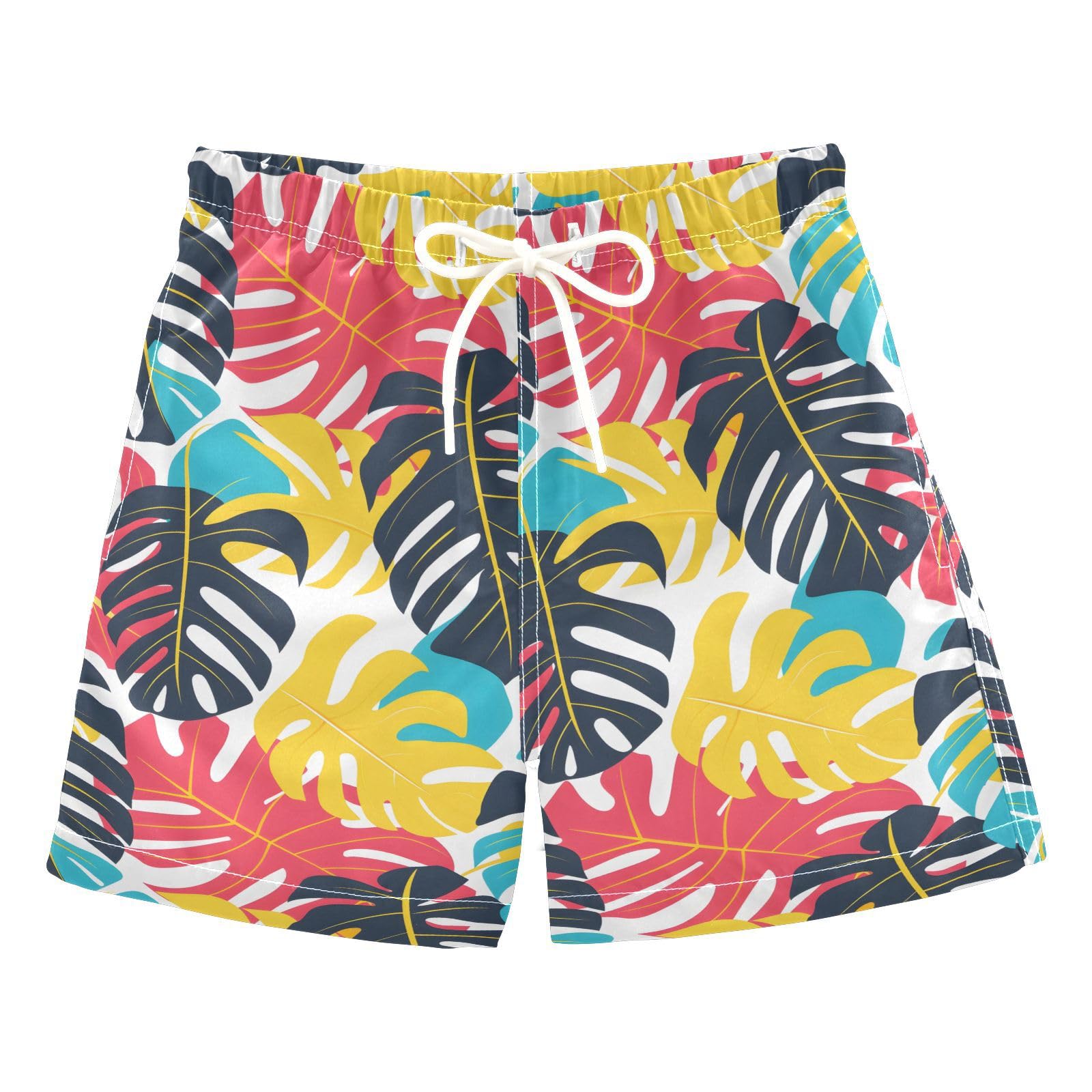 ALAZA Colorful Palm Monstera Leaves Boys' Swim Trunks Beach Shorts Quick Dry Swimsuit 5T