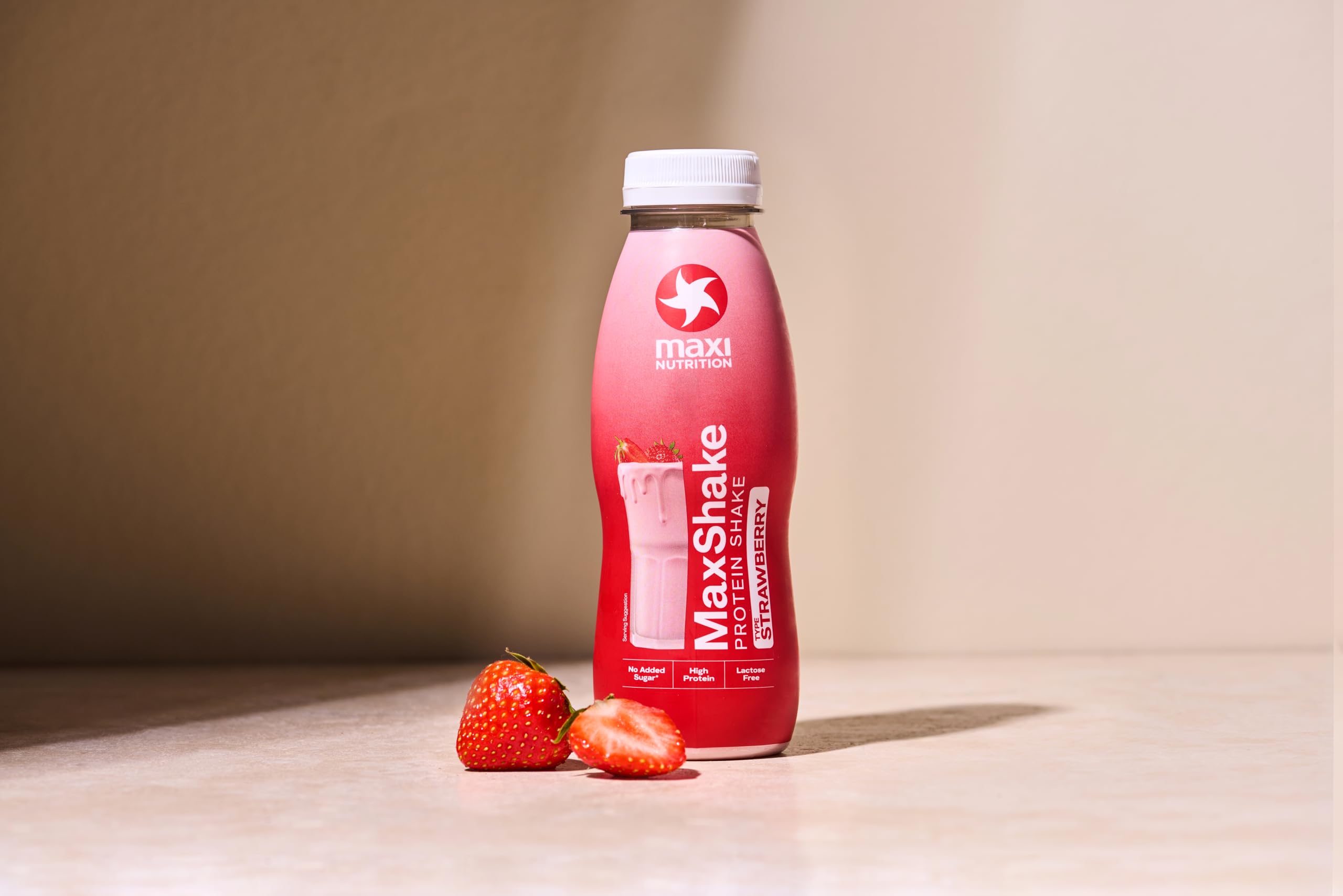 MaxiNutrition MaxShake Batido de Proteínas 25 g Pack 12 x 330 ml Bajo en Grasa Sin Lactosa Sabor Fresa