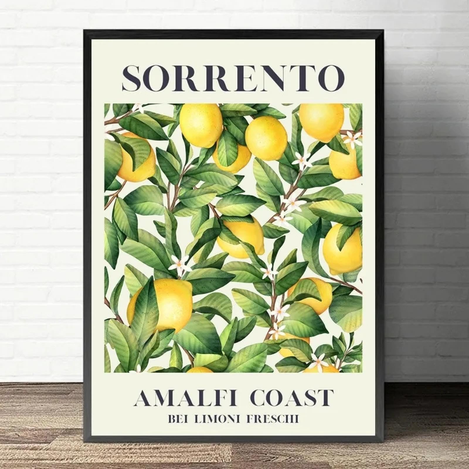 Foktms Frameless Italian Santorini Fruit Wall Art Canvas Painting Orange Sorrento Lemon Nordic Poster Print Picture Kitchen Home Decor19.6”X 27.5”(50X70cm) No Frame