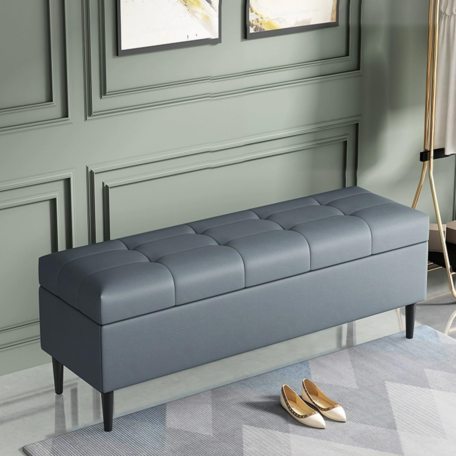 Banc à chaussures rembourré moderne avec assise d'entrée Sto Slish polyvalente pour chambre à coucher, banc de lit, chaussure de couloir avec Cush.