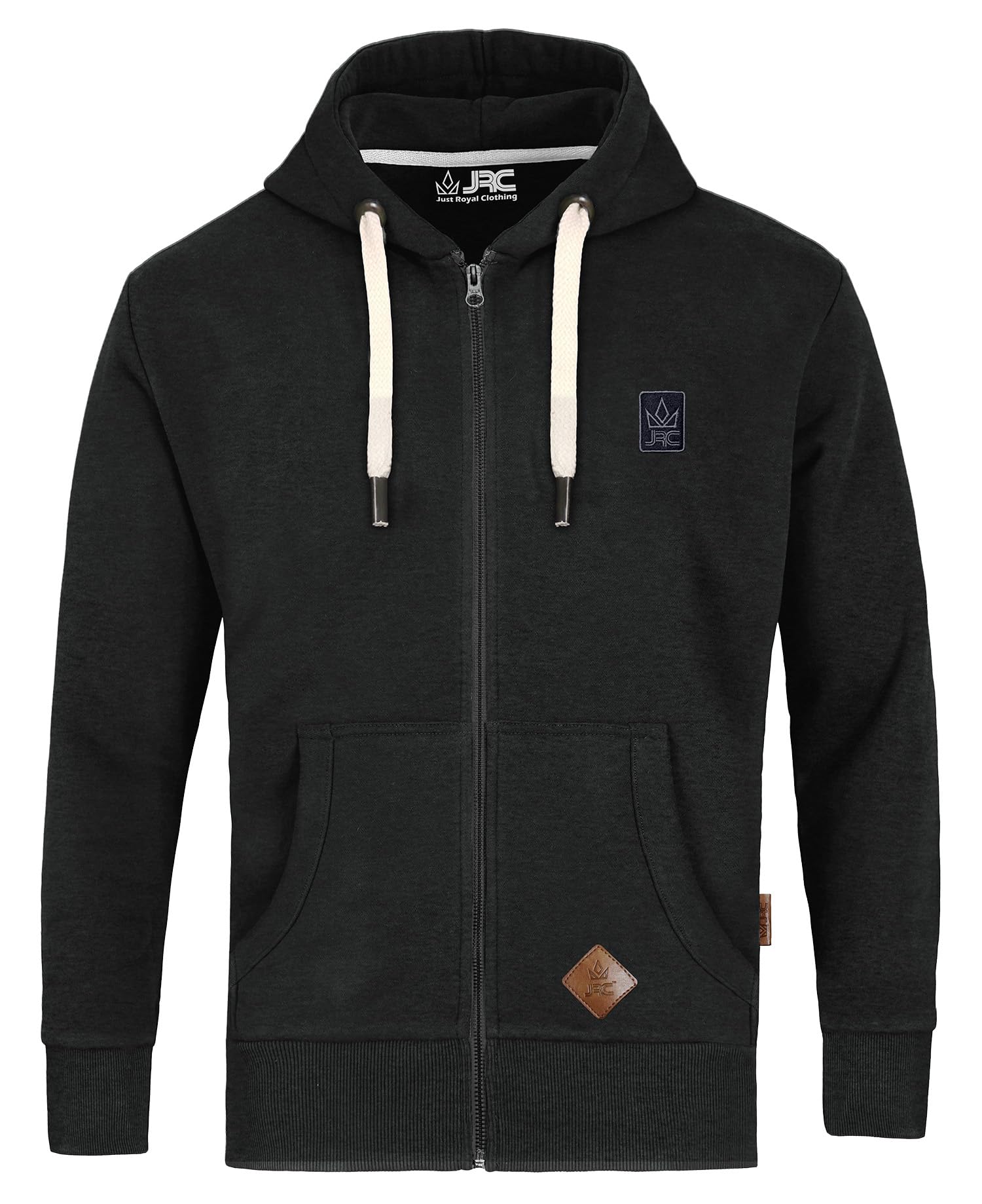 Jrc Just Royal Clothing Men's Charcoal Zipped Fleece Hoodies, Lightweight Casual Zip Up Hooded Sweatshirt Tops With Pockets For Gym & Running (, Xl)
