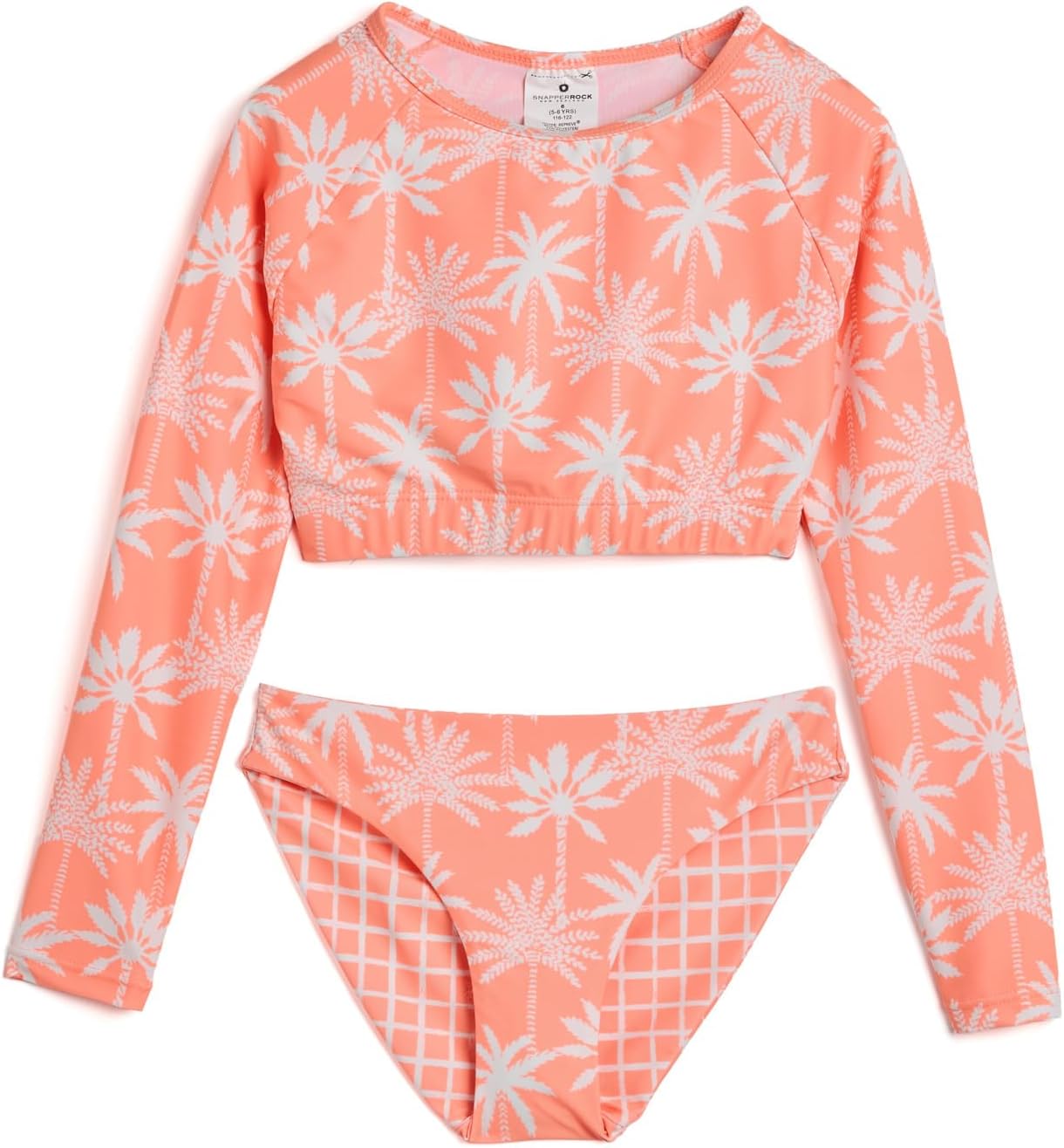 Snapper Rock Girls' Cali Palms Recycled Crop Long Sleeve Rash Set (Little Kid/Big Kid)