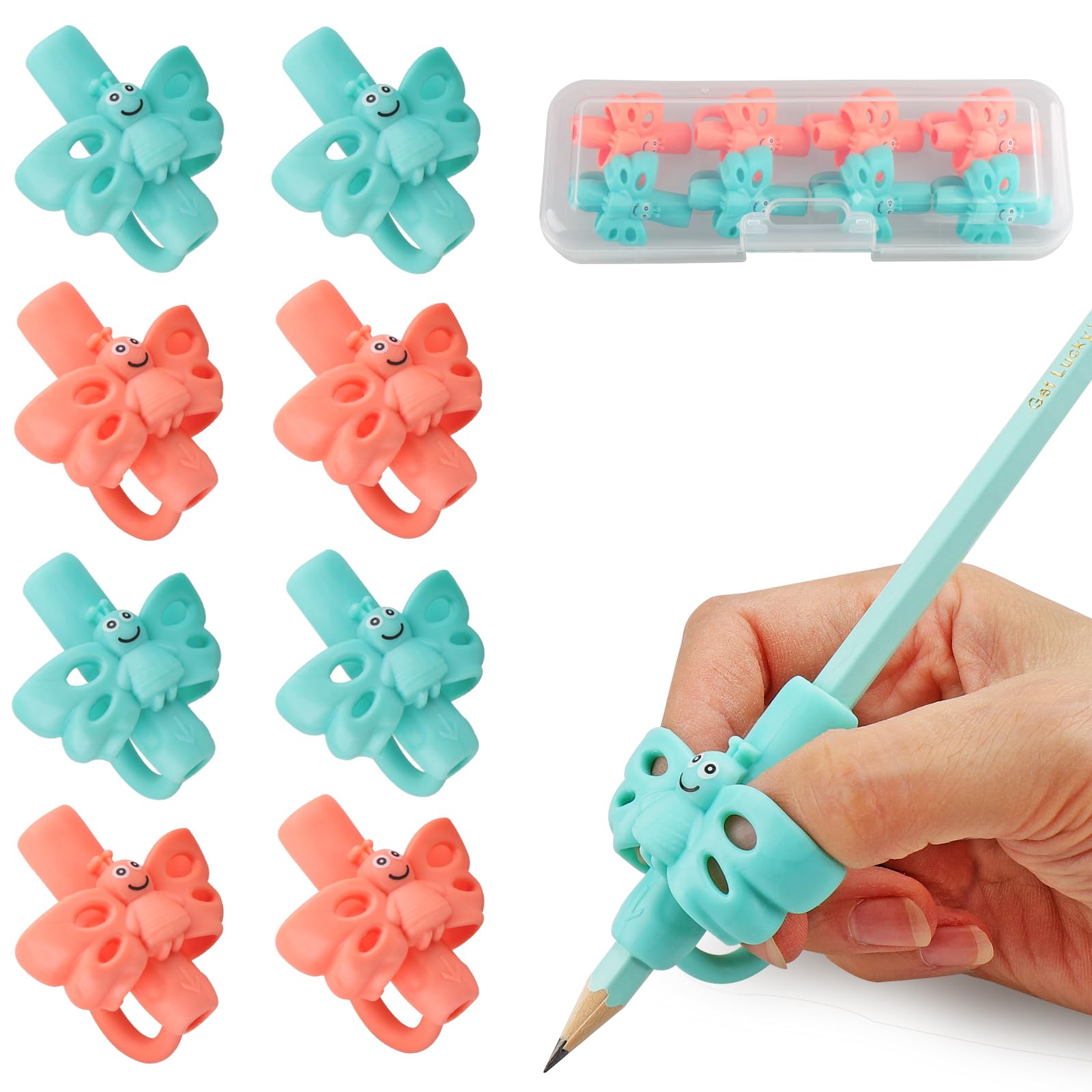 JuneLsy Butterfly Three-Finger Pencil Grips Kids Handwriting Pencil Gripper Pencil Holder Posture Correction Training Writing AIDS for preschooler