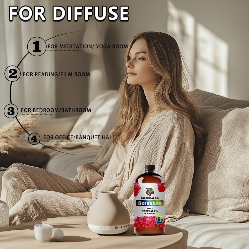 Geranium Essential Oil for Diffuser Massage, Geranium Oil 16 fl oz image 2