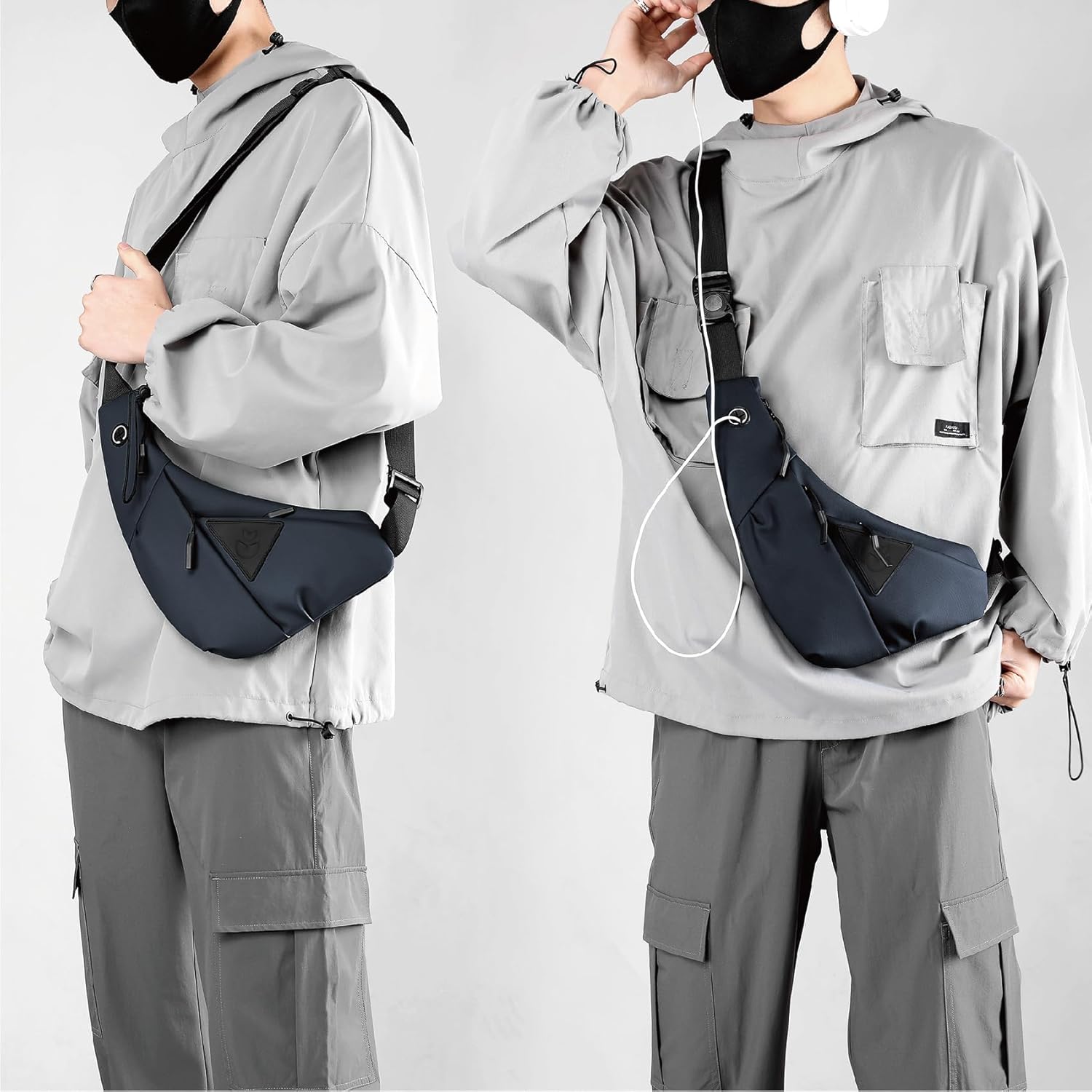 Small Sling Crossbody Bag Men Women, Lightweight Anti-theft One Strap Casual Chest Bag Slim Backpack for Outdoor Walking Trip Hiking Biking Blue - Image 4