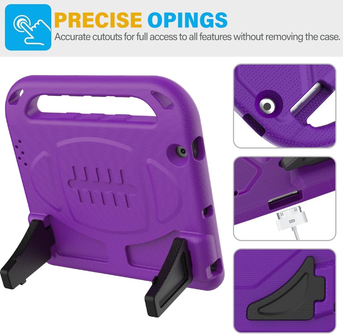 BMOUO Kids Case for iPad 2nd 3rd 4th Generation, iPad 2 3 4 Case - Built-in Screen Protector, Shockproof Convertible Handle Stand Friendly Kids Case for 9.7” iPad 2nd 3rd 4th Generation - Purple