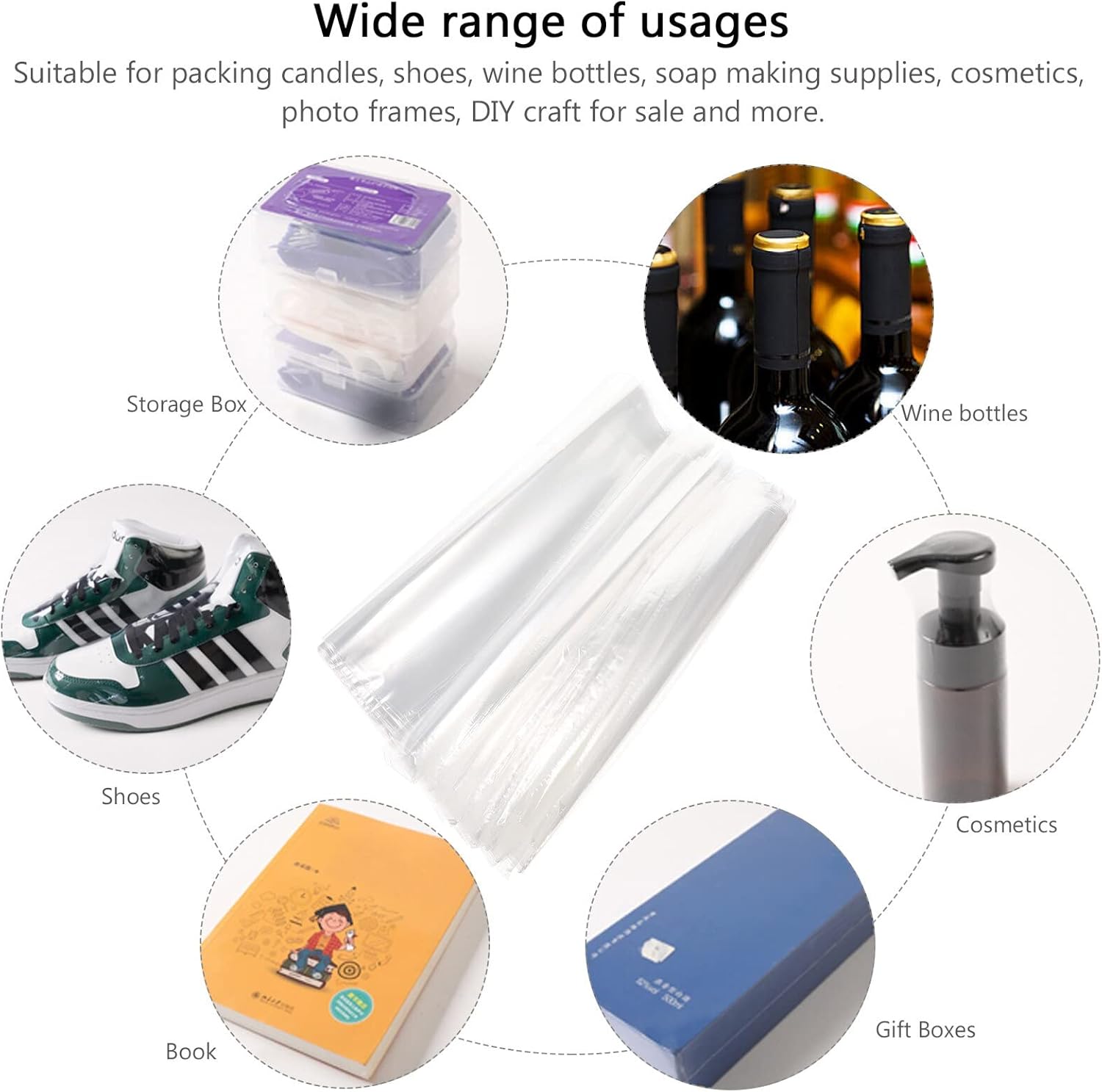 Shrink Wrap Heat Soap Seal Sealer Film Shrinkable Wrapping Wrappers Homemade 6X6 Industrial Supplies Cellophane Polyolefin - (Color: Transparent)