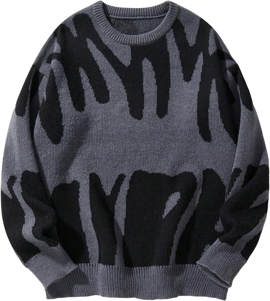 Men's Graphic Sweater Gothic Crew Neck Long Sleeve Knitted Pullover Top Fall Outfits