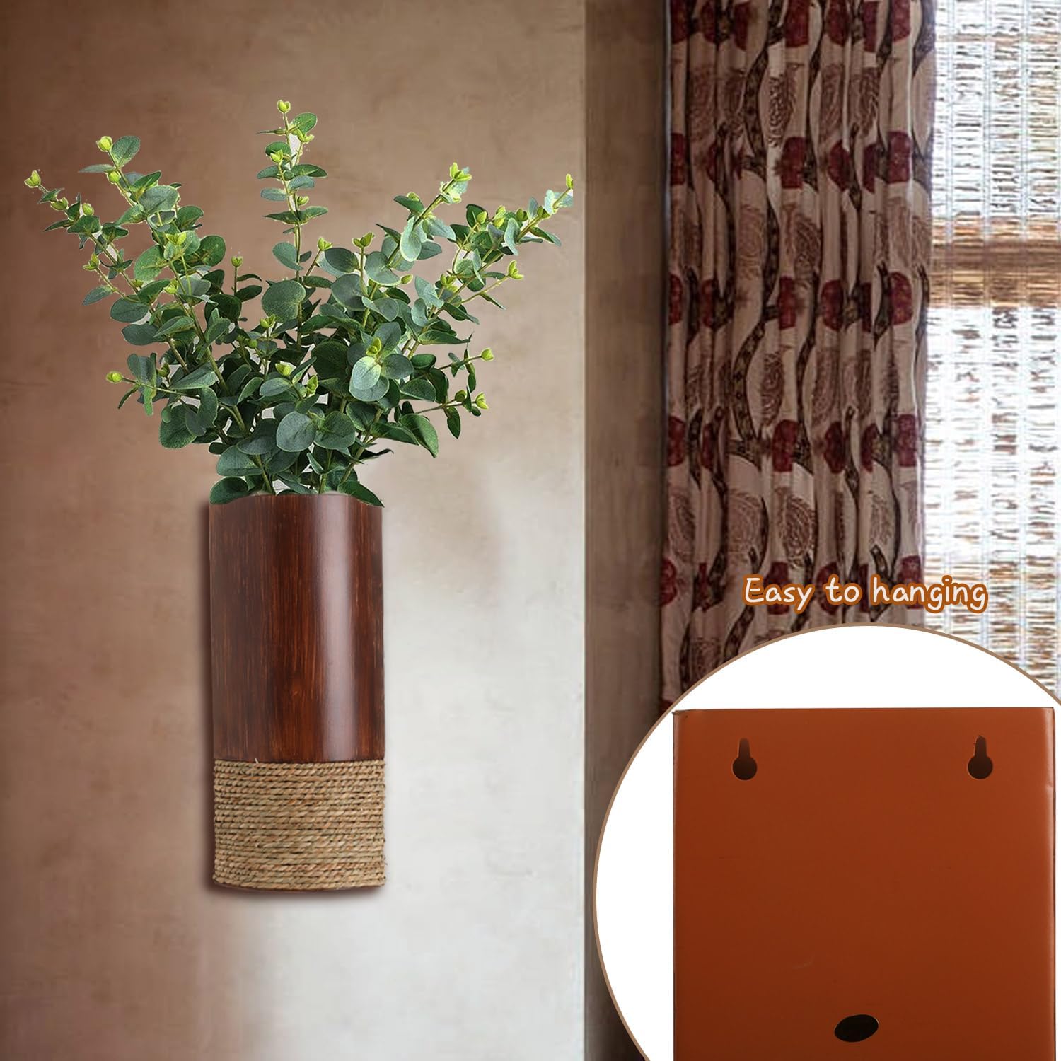 2 Pack Metal Wall Planter,Rustic Farmhouse Wall Vase for Flowers(No Artificial Flowers Included), Farmhouse Decor Hanging Vases,Boho Home Decor for Living Room,Entrance,Hallway,Dining Room,Bedroom