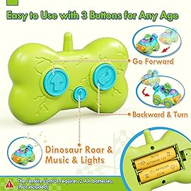 Lehoo Castle Remote Control Car for Toddlers, Rechargeable RC Cars for Toddler Toys 2-3, Dinosaur Toys for Ages 2-4 with Lights & Music, 2 3 4 Year Old Boy Toys