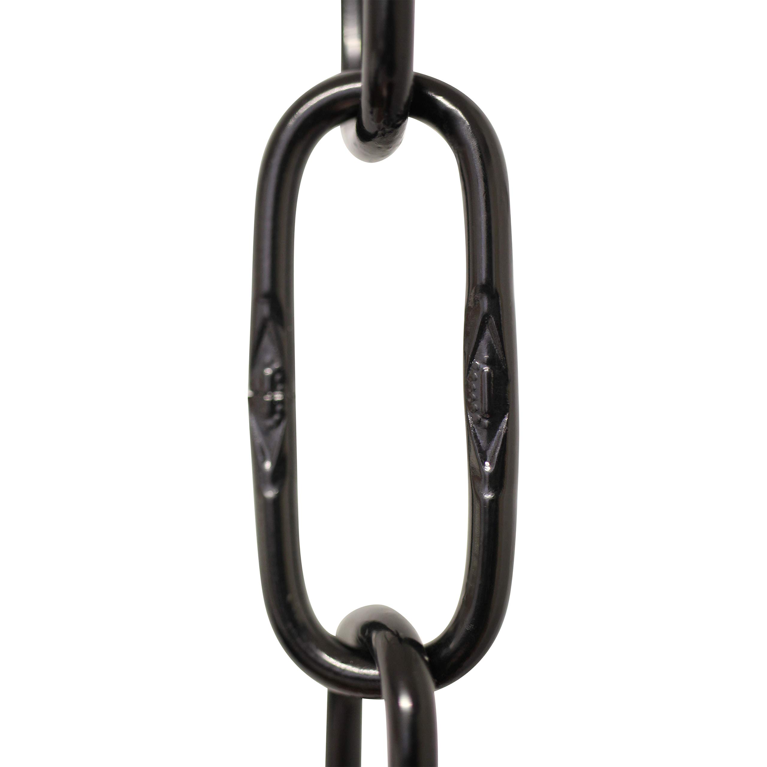 RCH Hardware CH-S58-40-BLK-3 | 6 Gauge Decorative Solid Steel Spanish Link Fixture Chain | 3 Foot Increments |Black Finish