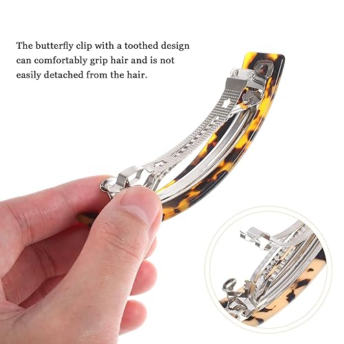 Miniatura 2 de Beaupretty Pasadores para el cabello para mujer, paquete de 6 unidades, diseño de concha de tortuga, clips de plátano de acetato y pasadores de