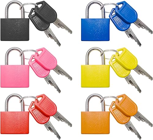 Miniatura 9 de Paquete de 4 cerraduras de equipaje, mini cerraduras para maleta con llaves, candado pequeño multicolor para taquillas, mochilas, cajas (negro,