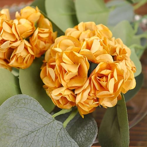 Miniatura 2 de Efavormart - 144 mini rosas de flores doradas de papel para decoración de ramos de boda
