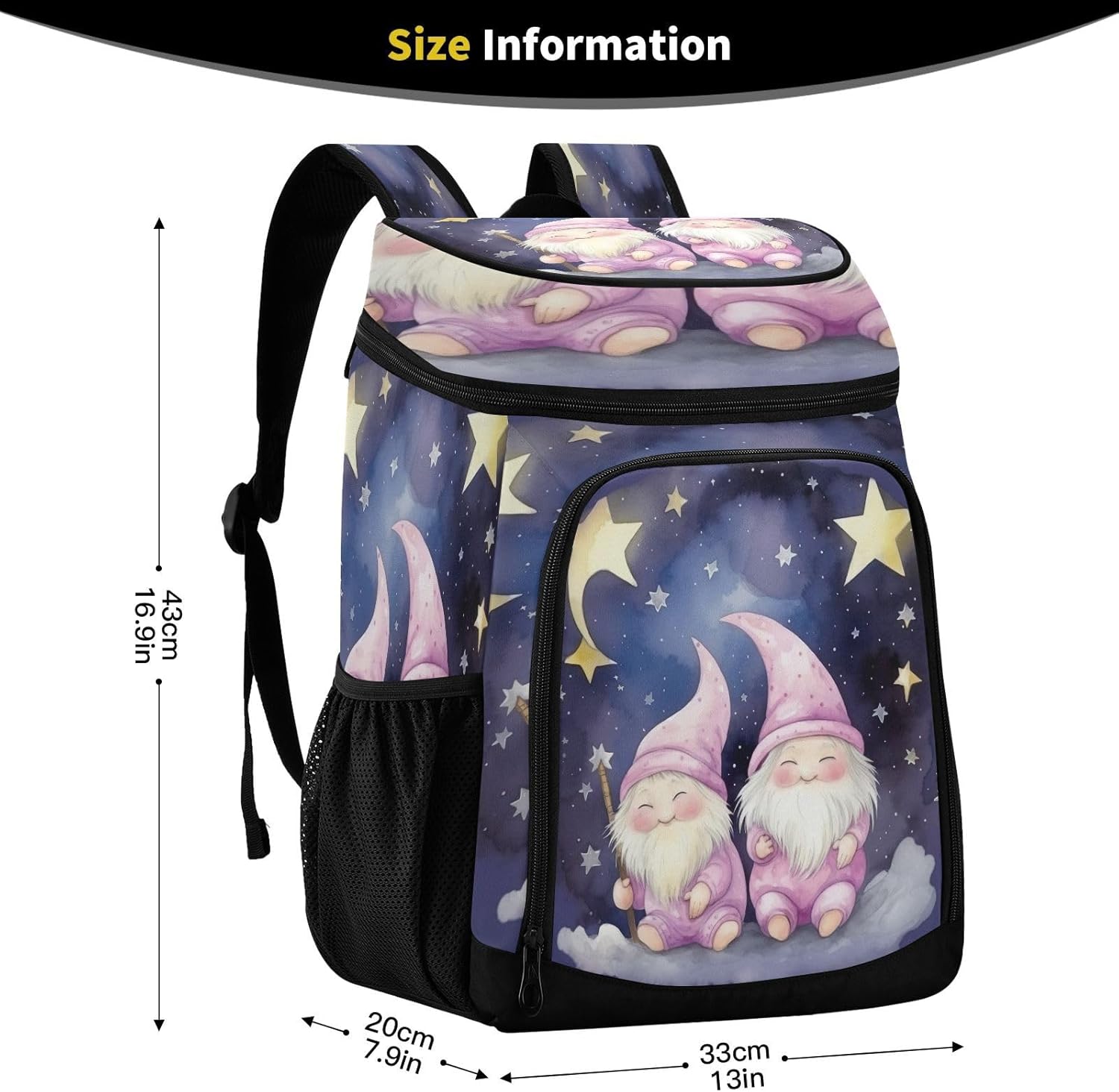 Elf in The Moonlight Cooler Backpack 36 Cans Leakproof Waterproof Backpack Cooler Bag Beach Accessories for Women and Men Travel Camping Fishing Backpack
