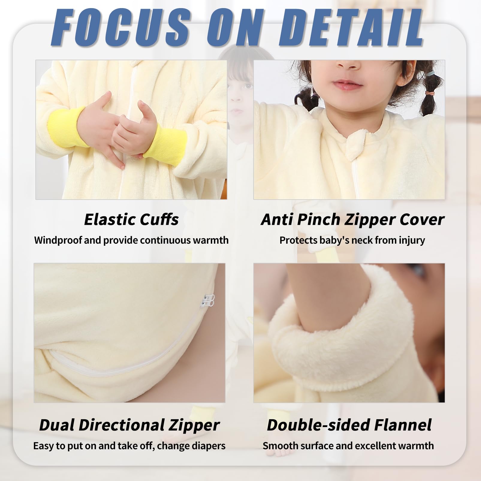 Monstoyo Sacco Nanna con Piedini Bambini Bambina, Invernale Flanella Pigiama Pagliaccetto Neonato, Maniche Lunghe & Gambe Separate Sacco a Pelo Cartone Tuta per Ragazze Ragazzi 0-6 Anni