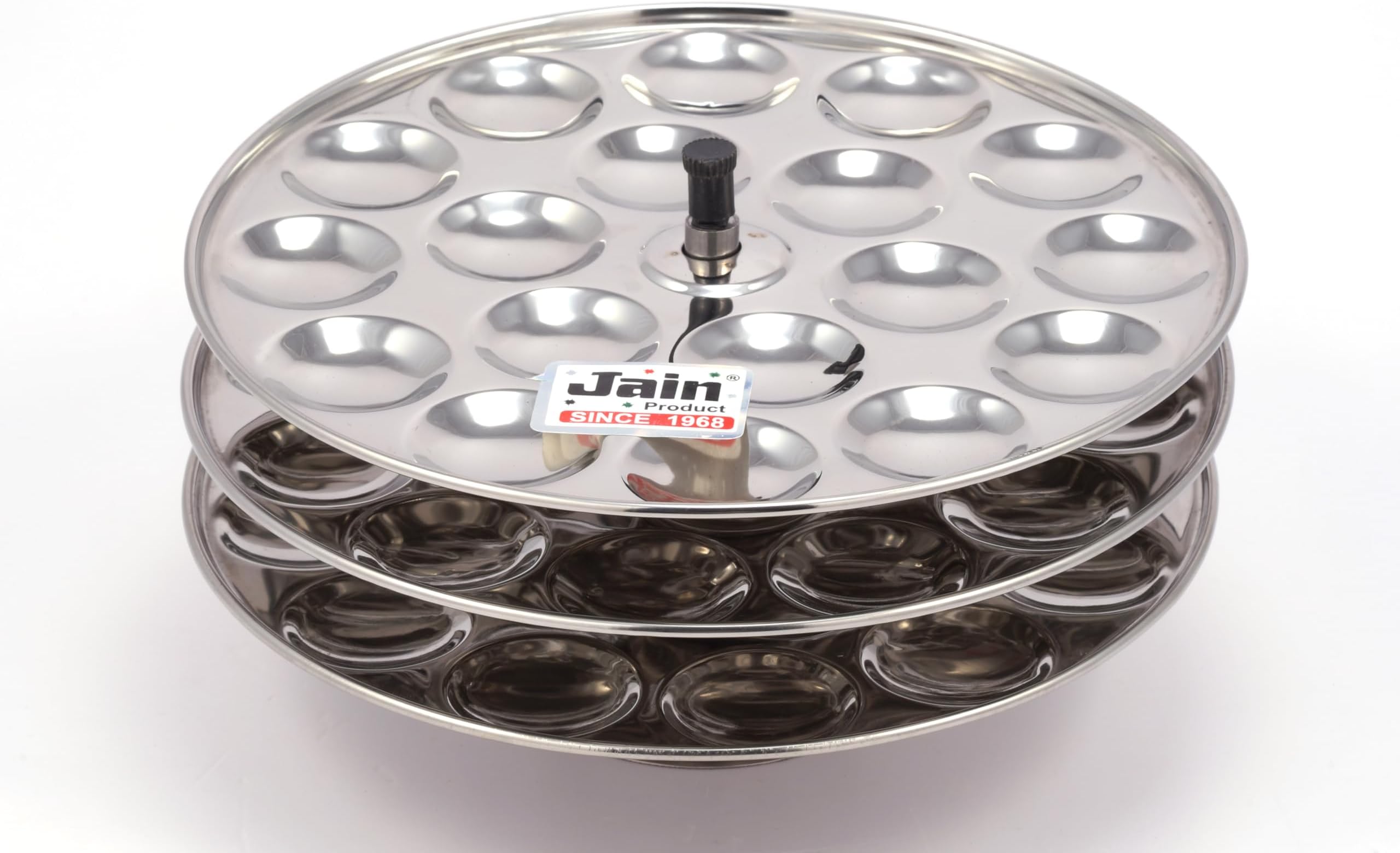JAIN Stainless Steel Idli Maker | Mini Idli Maker Set of 3 Plates | Idli Stand for 54 Mini Idlis - Pack of 1, (Stand Height - 13cm, Width - 20 cm)