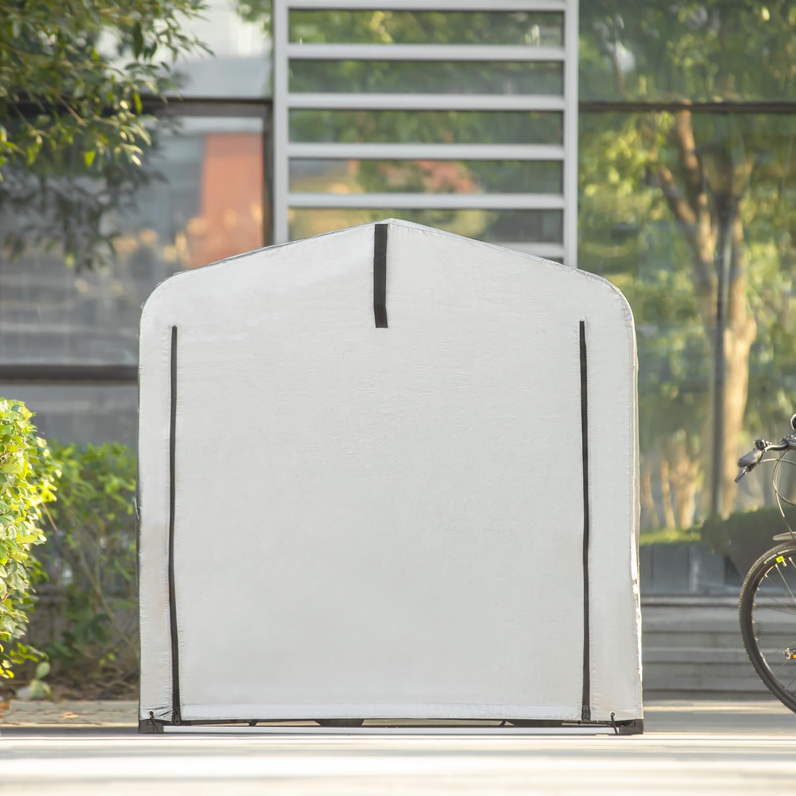 SoBuy Caseta Jardin Exterior Garaje Exterior para Coches Impermeable Carpa para Moto y Bicicletas Garage Moto para Exterior Cobertizo Jardín Plateado 159x219x165cm KLS11-L