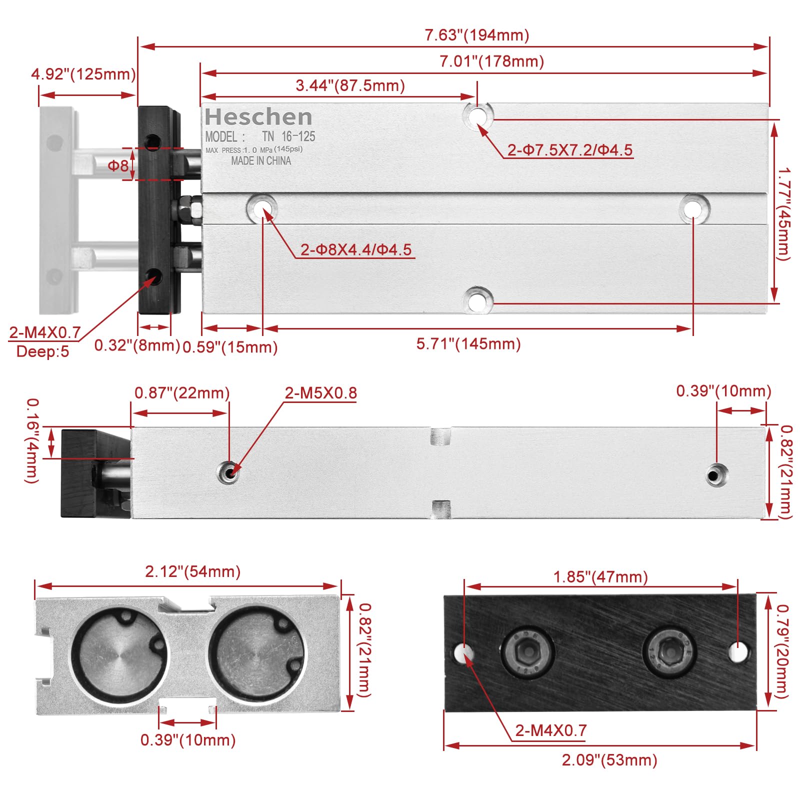 Cylindre Pneumatique - VBESTLIFE - SC40 - Double Effet - Léger - Haute