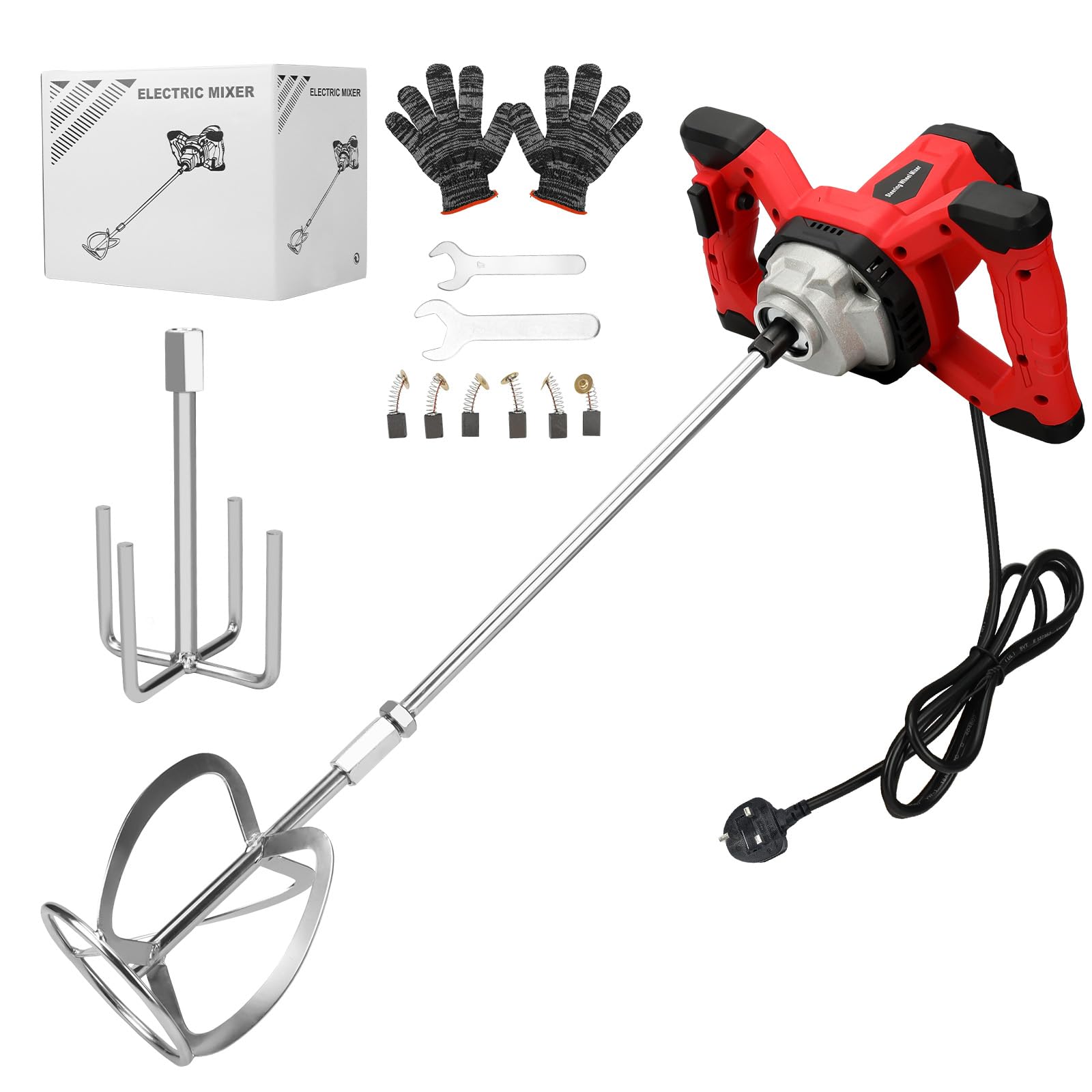 WingFly Concrete Cement Mixer, 3100W Handheld Paint Mixer, Electric Paddle Mixer with 6 Speed, M14 Mixing Rod, Portable Cement Mixer for Mixing Mortar, Cement, Concrete, Paint, Plaster