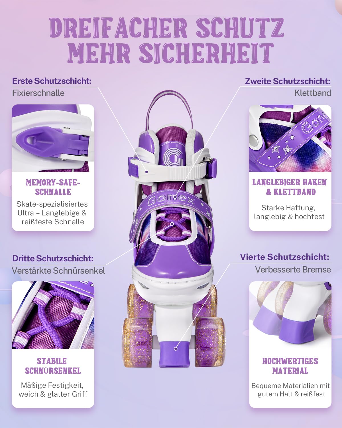 Gonex Verstellbar Rollschuhe, Leuchtenden Rädern Roller Skates für Mädchen Jungen Kinder Erwachsene