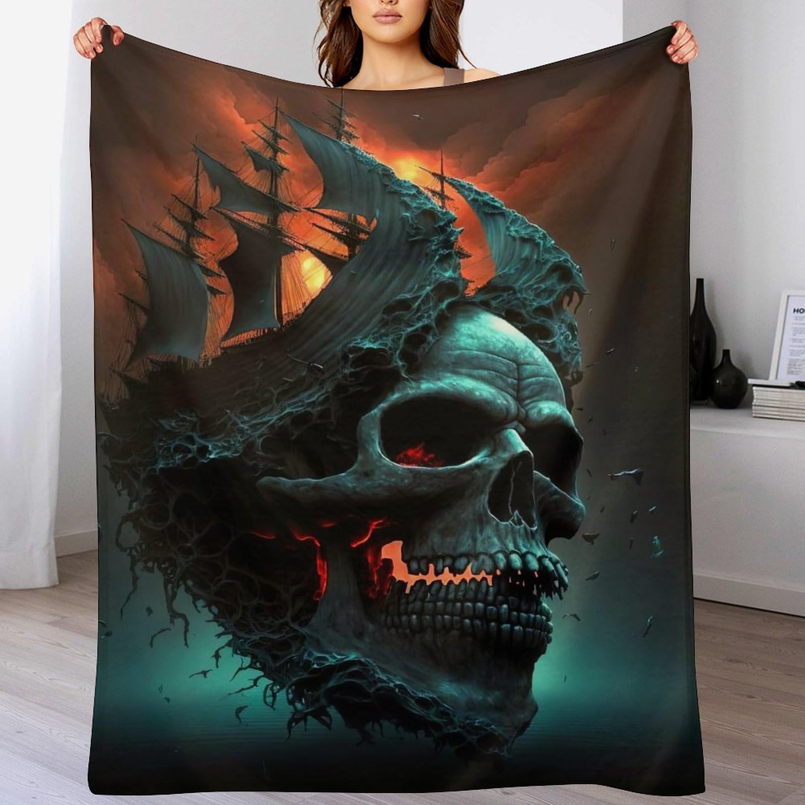 Pazzk Girls Skull-9 Skull Blanket Throw Collection - Flannel Sofa Versatile Blanket Gift Fluffy Soft Throw For Bed And Couch Travel For Kids （180×200Cm）