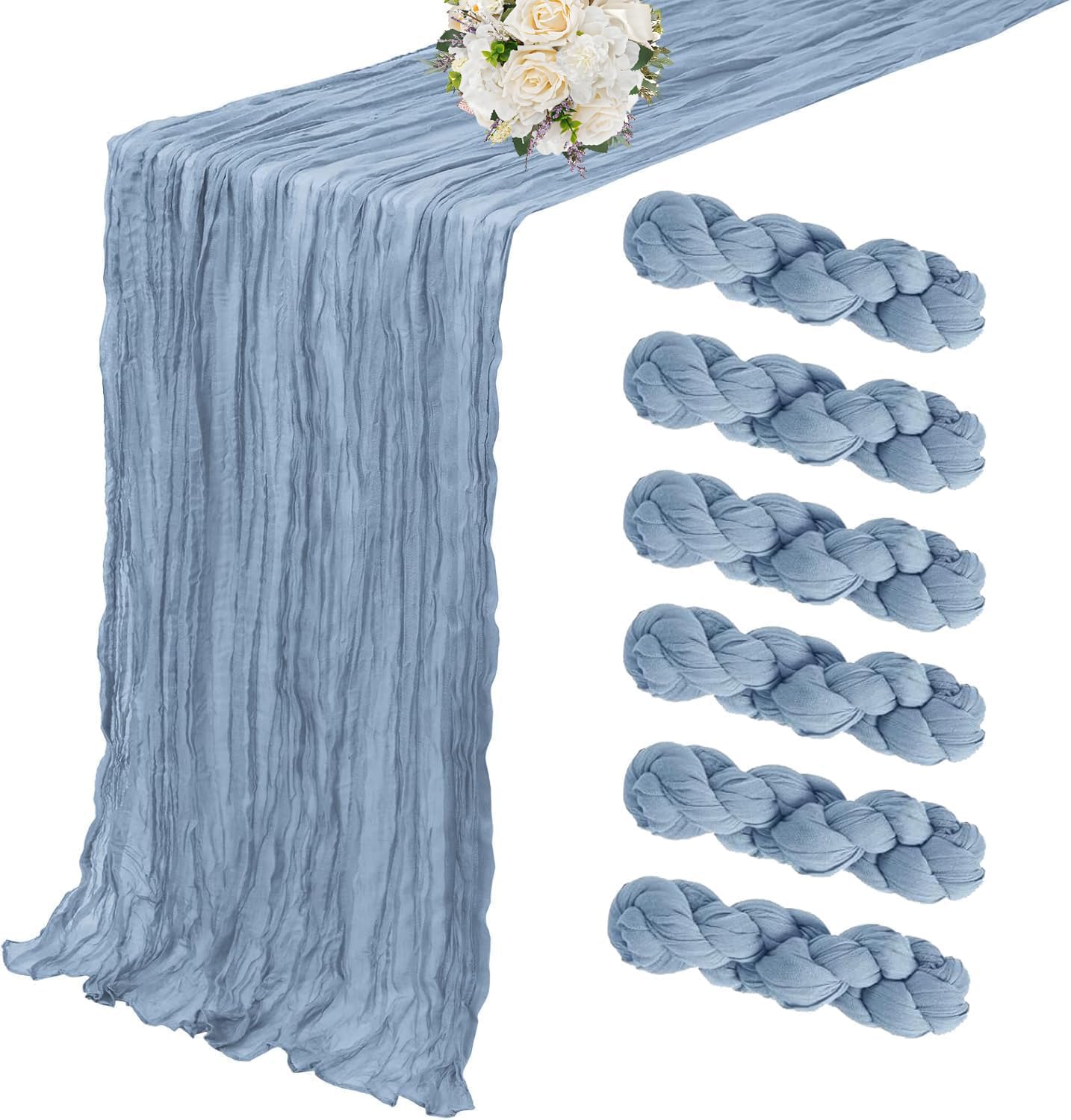 10 Pack Sage Green Cheesecloth Table Runner 10ft Boho Gauze Fabric Cheese Cloth Table Runner 35 x 120 Inch Rustic Sheer Runner for Romantic Wedding Birthday Baby Shower Party Table Decoration