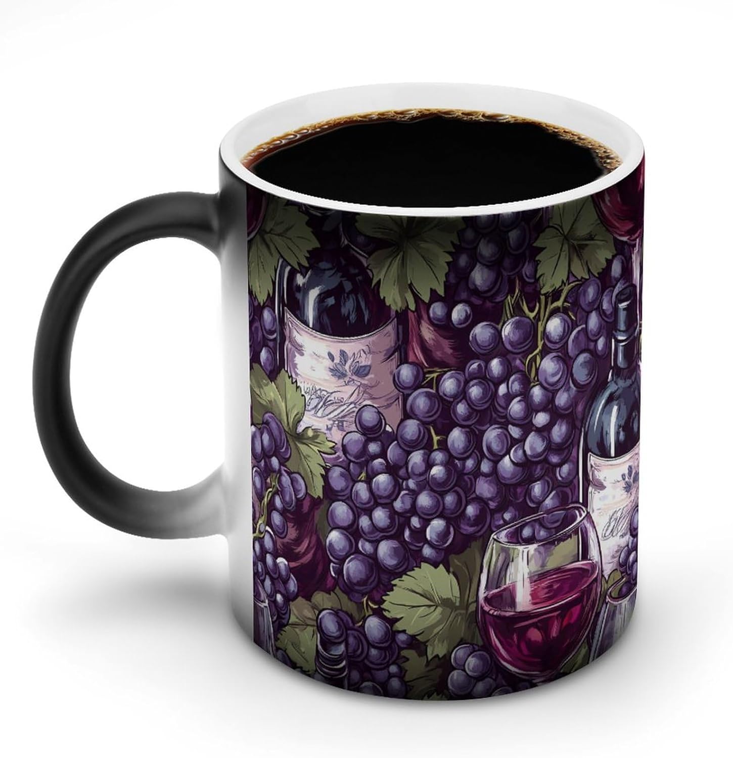 Grape Red Wine Glass Color Changing Mug Heated Ceramic Cup Heat Sensitive Coffee Mug Fun Gift