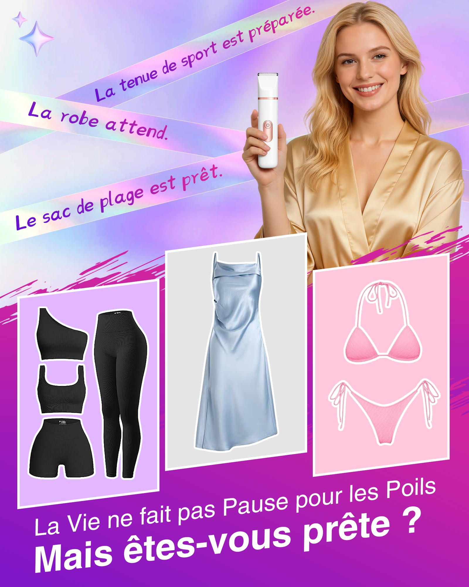 Rasoir Electrique Femme, Tondeuse Intime Intime: 3 en 1 Tondeuse Humide/Sèche, Portable et Sans Fil, pour Maillot/Visage/Aisselles/Jambes/Bras, Indolore et Sans Irritation, Cadeau Parfait pour Femme