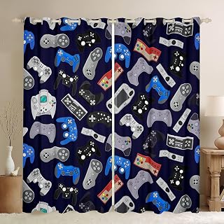 Erosebridal Gamer Darkening Curtains Gaming Blackout Curtains Boys Gamepad Window Drapes 42"x84",2 Panels Retro Video Games Window Treatments