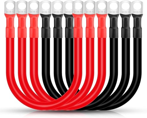 Linkstyle 6 cables de batería 2 AWG, cable de batería automático con terminales de 38 pulgadas, cable de cobre, cables de batería rojos y negros
