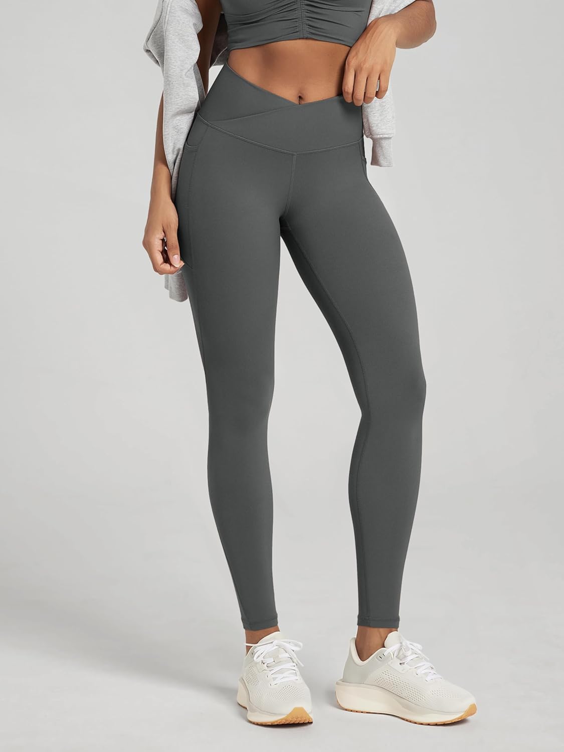 ODODOS Buttery Soft Cross Waist Leggings with Pockets for Women, ODCLOUD 25" / 28" Crossover Lounge Yoga Pants - Image 2