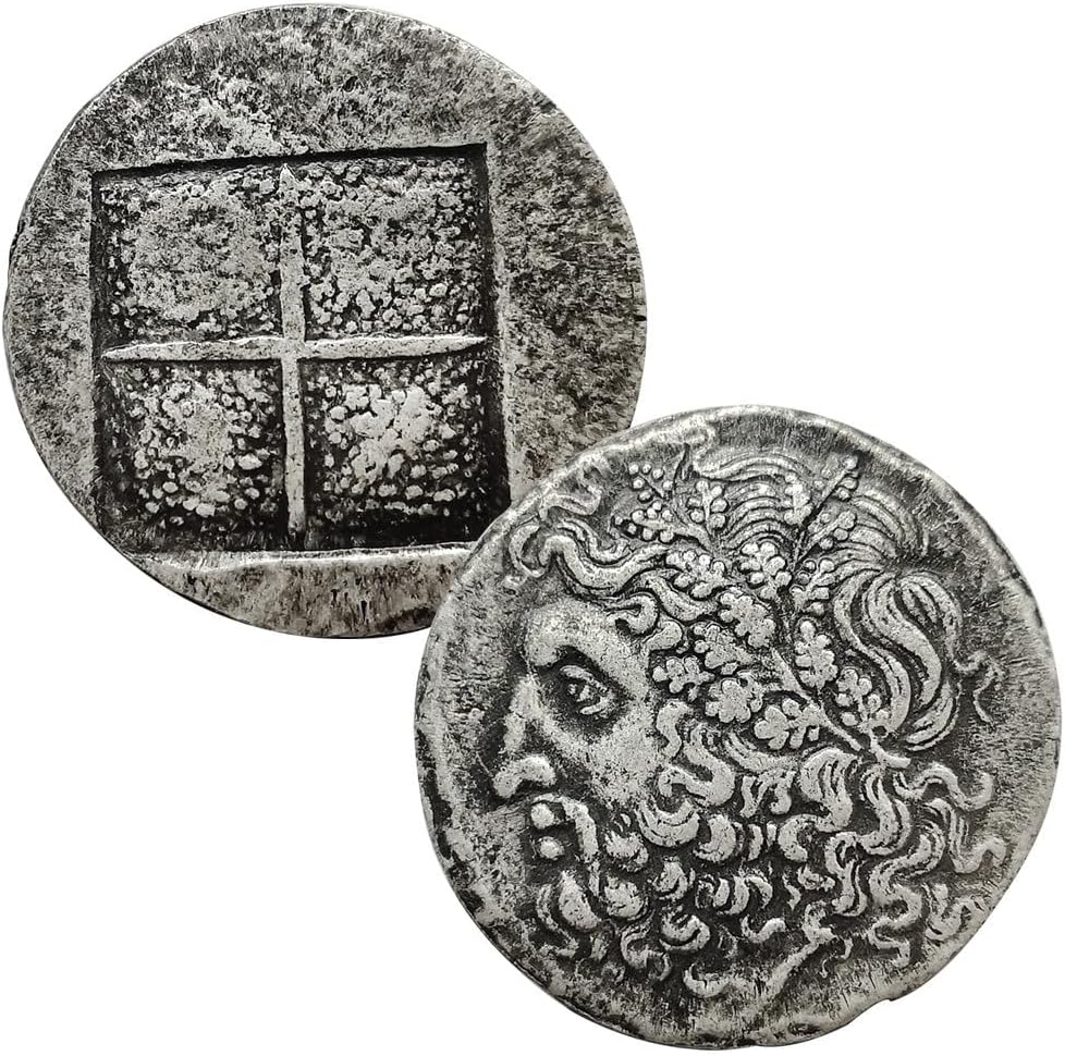 Ancient Greek Silver Coins Collection, Rare Athena Owl & Roman Empire Old Coins for Collectors Gift, European Antique Coin Set, Ancient Mythology Lucky Charms (Zeus 1/28.5mm)
