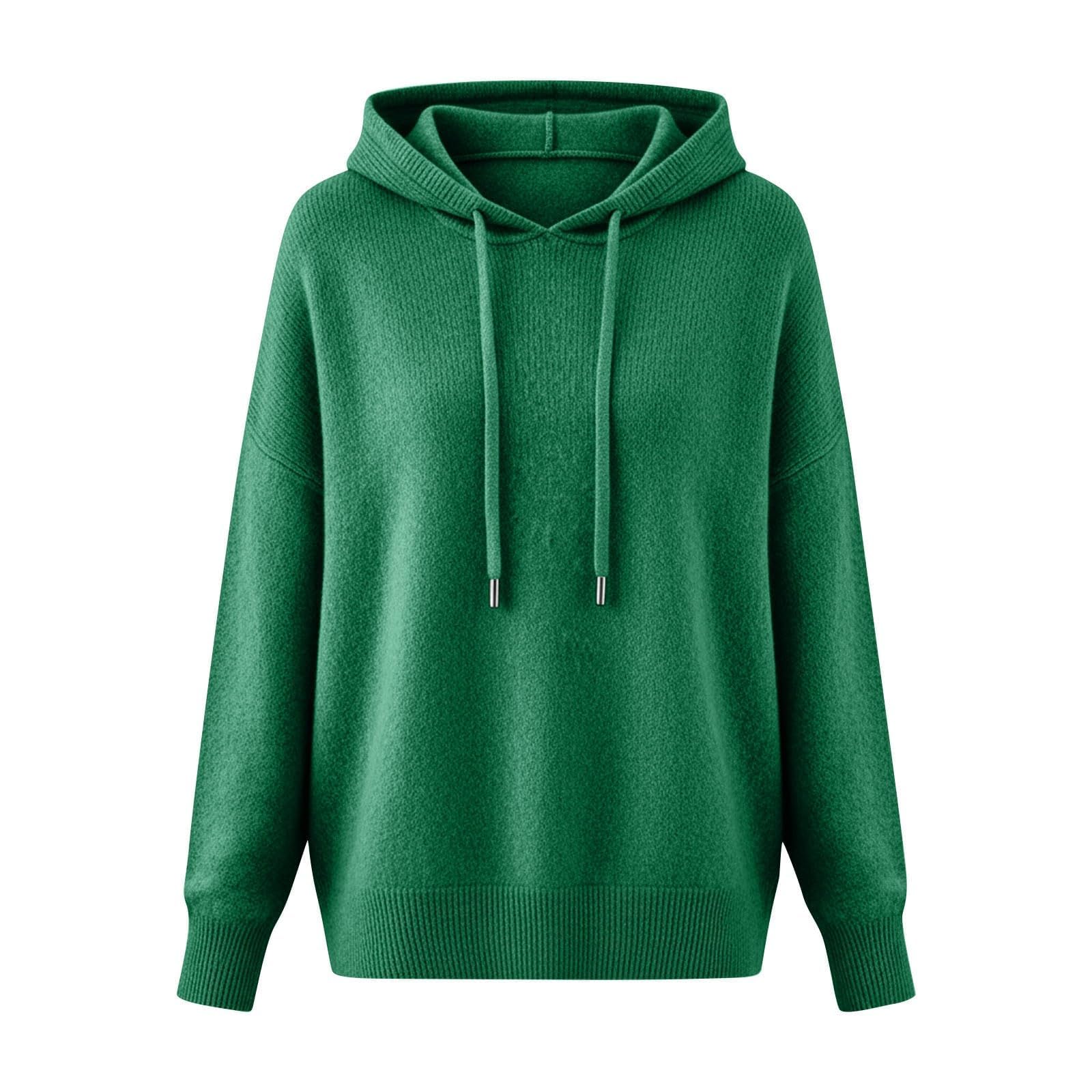 Suéteres ligeros con capucha para mujer, cuello redondo, sudaderas suaves para otoño e invierno, de gran tamaño, casual, manga larga, suéter de punto suave