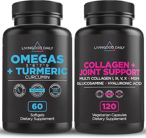 Livingood Daily Paquete de apoyo articular antiinflamatorio ácidos grasos omega con colágeno para apoyar la salud general de las articulaciones